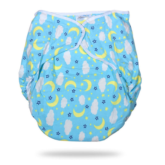 Blue Clouds Adult Bulky Nighttime Cloth Diaper (Velcro tabs)