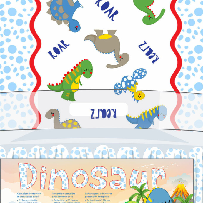 Rearz MEGA Disposable Diaper: Dino Print